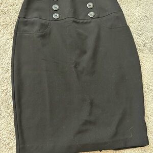 BCX Black Pencil Skirt with Button Detail